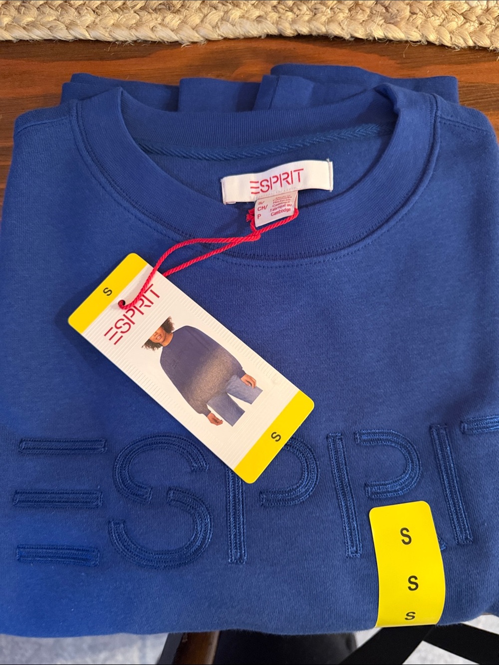 Esprit Royal Blue Embroidered Logo Crewneck Sweatshirt